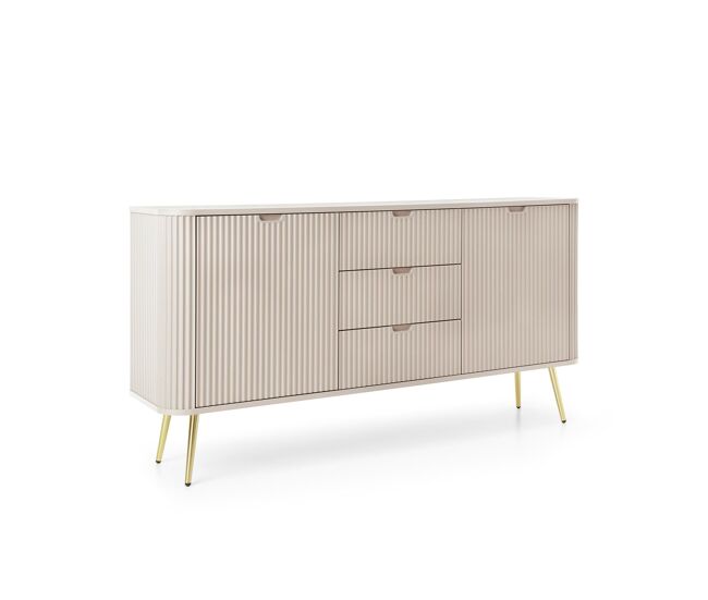 Aparador zova 168x39x87 beige, dorado