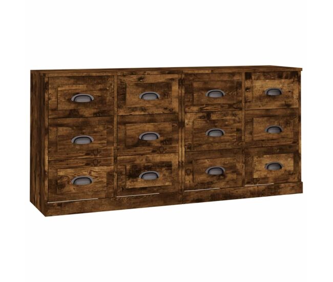 Aparador - muebles de almacenamiento 2 piezas madera contrachapada roble ahumado es5101