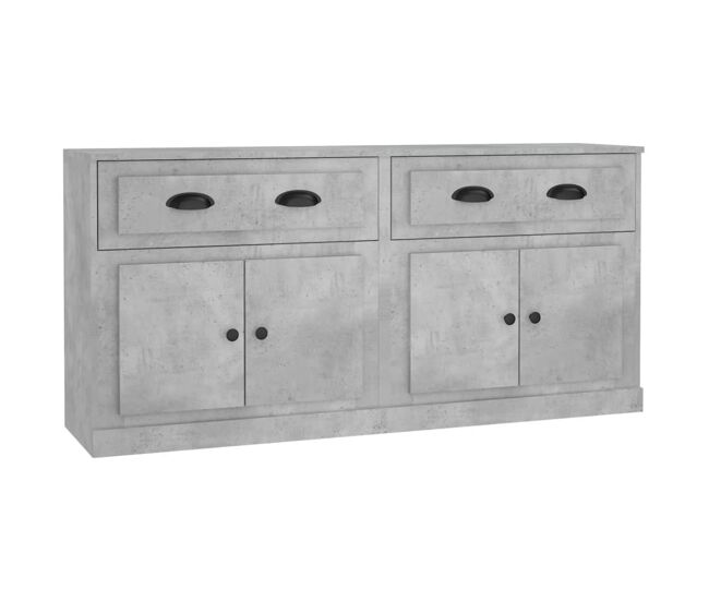 Aparador - muebles de almacenamiento 2 uds madera contrachapada gris hormigón es5119