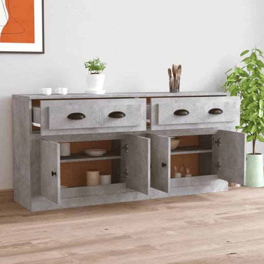 Aparadores - Bufetes - Móveis de apoio 2 pcs derivados de madeira cinzento cimento pt5119
