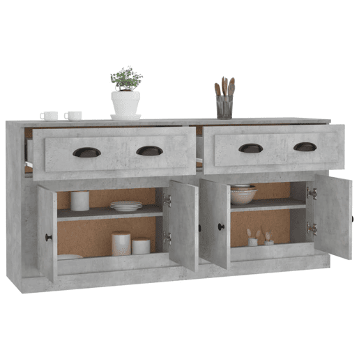 Aparadores - Bufetes - Móveis de apoio 2 pcs derivados de madeira cinzento cimento pt5119