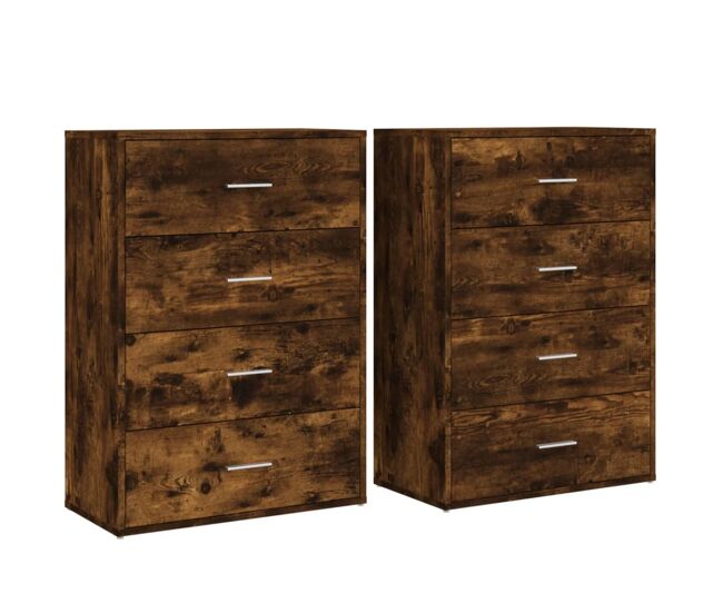 Aparador - muebles de almacenamiento 2 uds madera de ingeniería roble ahumado 60x31x84 cm es5221