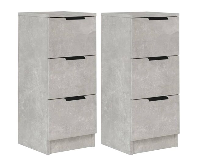 Aparador - mueble de almacenamiento 2 uds madera contrachapada gris hormigón 30x30x70 cm es43