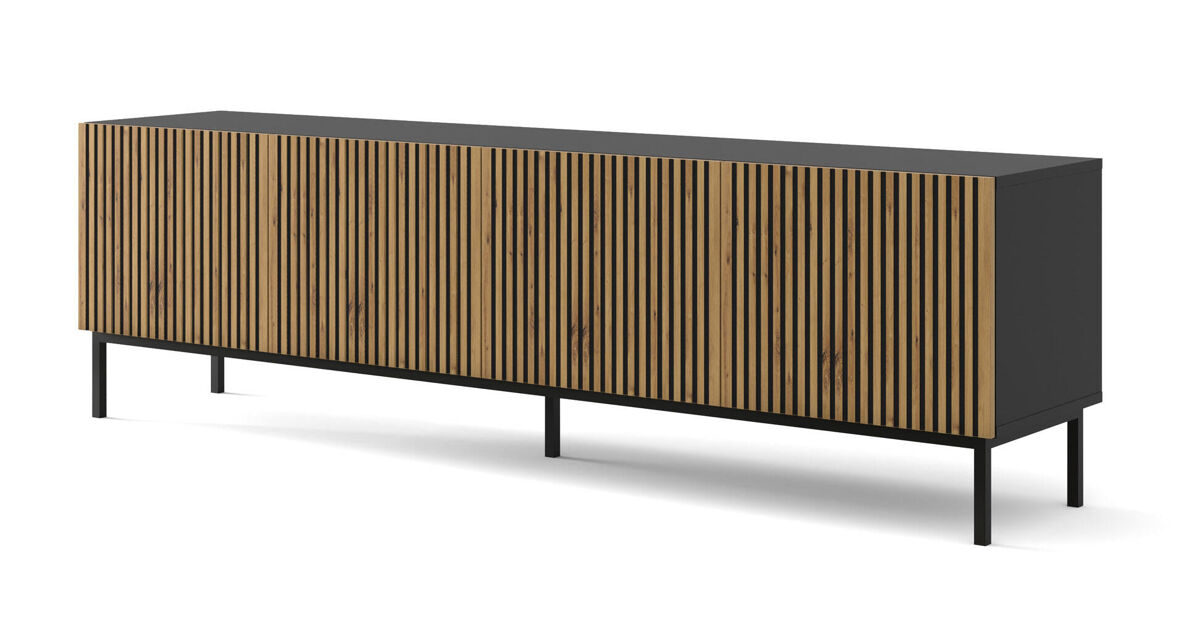mueble de tv ravenna f 200x42x58 negro beige