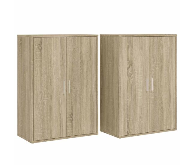 Aparador - muebles de almacenamiento 2 uds madera de ingeniería roble sonoma 60x31x84 cm es5228