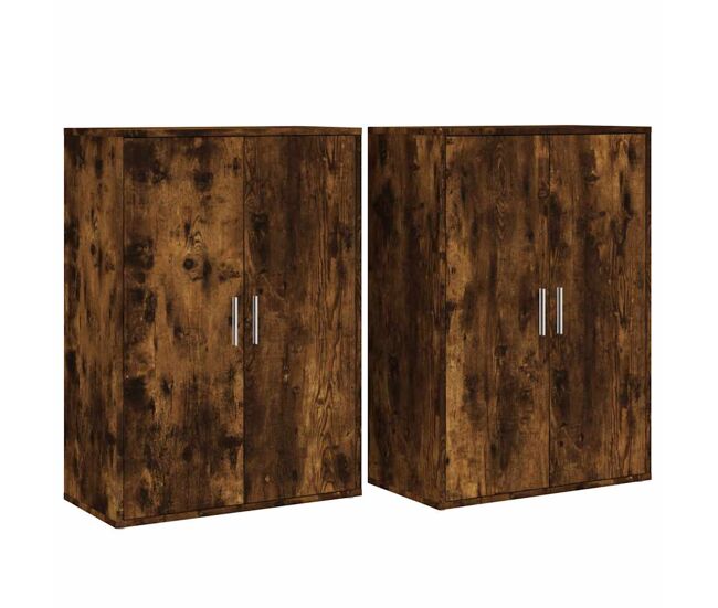 Aparador - muebles de almacenamiento 2 uds madera de ingeniería roble ahumado 60x31x84 cm es5220