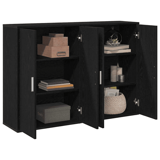 Bufete - Móvei de apoio 2 pcs Carvalho Preto 60 x 31 x 84 cm Madeira processada pt32