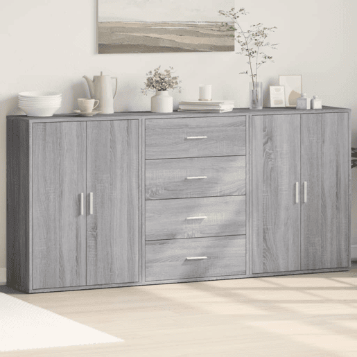 Aparadores - Bufetes - Móveis de apoio 3 pcs 60x31x84 cm derivados madeira cinzento sonoma pt5324