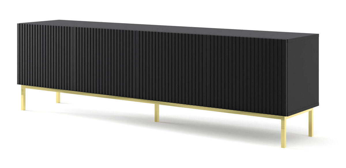 Mueble de tv ravenna b 200x42x58 negro, dorado