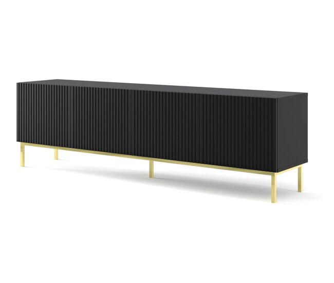 Mueble de tv ravenna b 200x42x58 negro, dorado