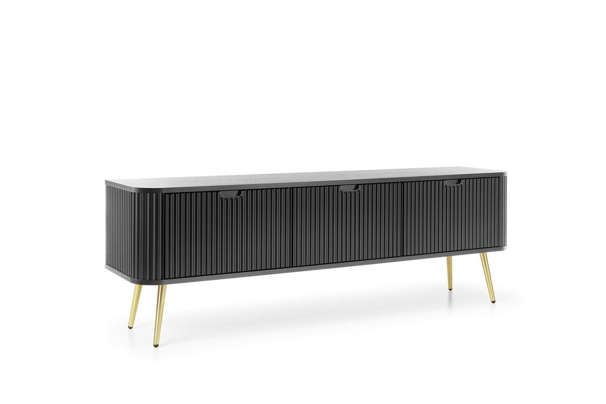 mueble de tv zova 168x39x57 negro dorado