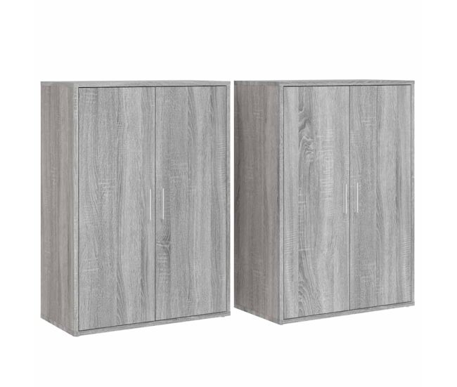 Aparador - muebles de almacenamiento 2 uds madera de ingeniería gris sonoma 60x31x84 cm es5198
