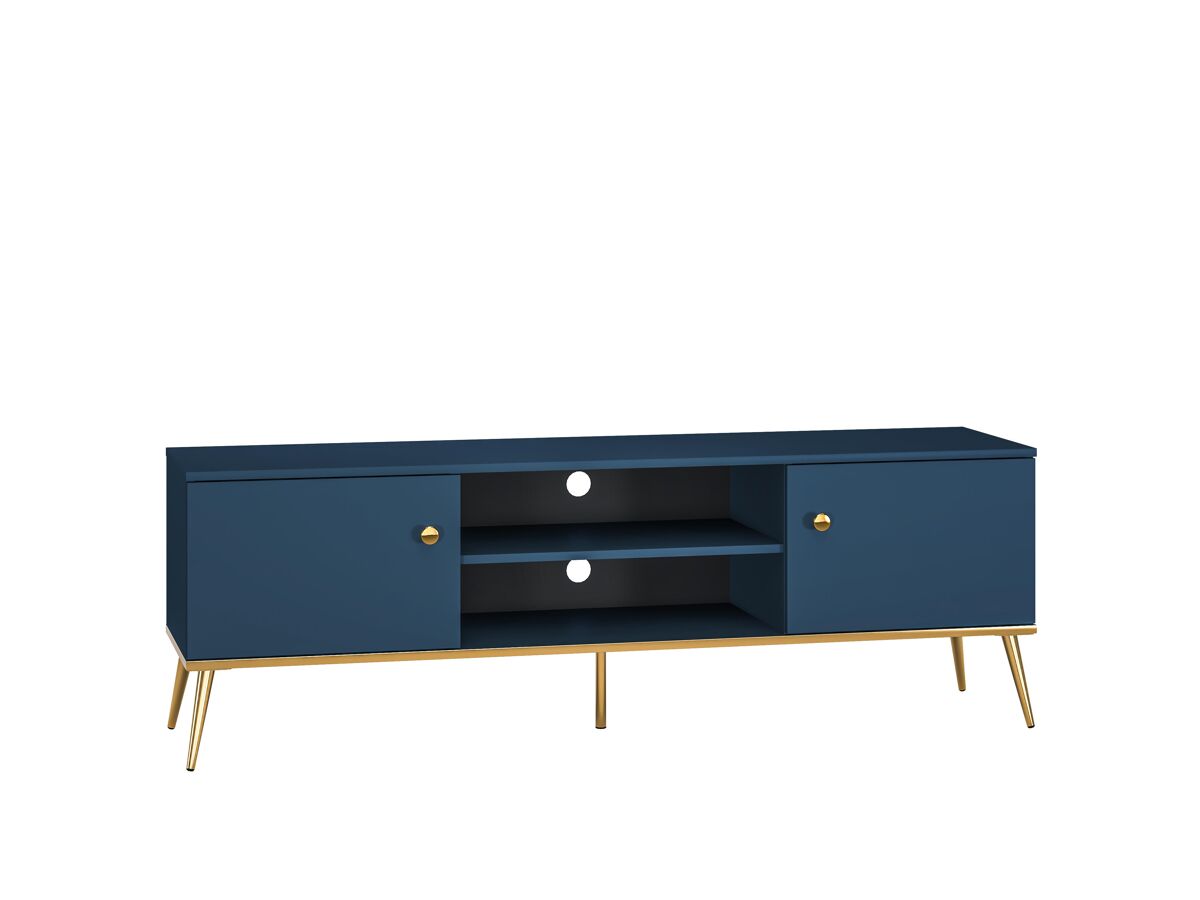 Mueble de tv marine 160x40x53 azul, dorado