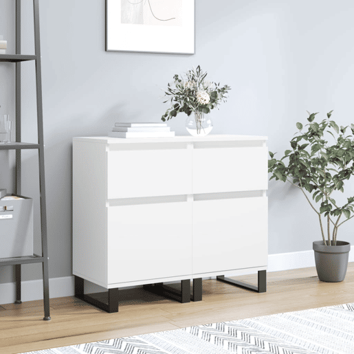 Aparadores - Bufetes - Móveis de apoio 2 pcs 40x35x70 cm derivados de madeira branco pt5173 Aparadores - Bufetes - Móveis de apoio 2 pcs 40x35x70 cm derivados de madeira branco pt5173