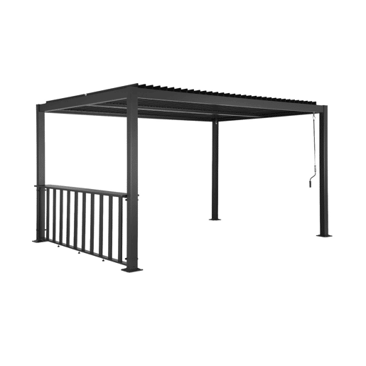 Pérgola bioclimática de alumínio e aço 3x3m + barra 3m Antracite - 292x292x232 cm