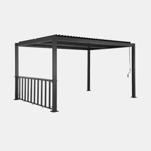 Pérgola bioclimática de alumínio e aço 3x3m + barra 3m Antracite - 292x292x232 cm