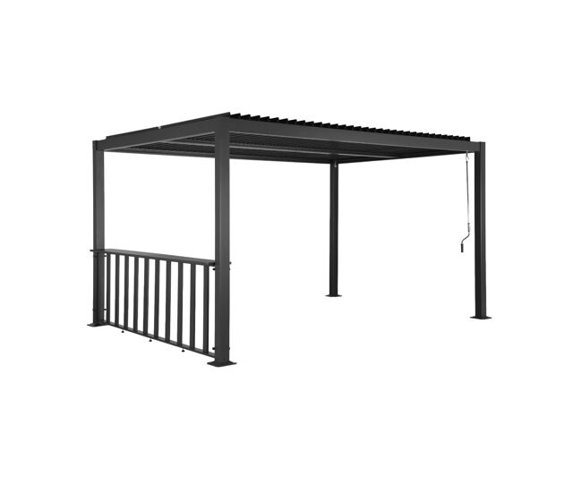 Pérgola bioclimática de aluminio y acero 3x3m + barra 3m antracita - 292x292x232 cm