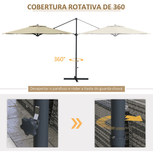 Outsunny Chapéu de Sol Excêntrico Ø294x242 cm Chapéu de Sol de Jardim com Altura Ajustável Mastro Giratório 360° Ângulo Ajustável e Ventilação Superior para Pátio Piscina Creme Outsunny Chapéu de Sol Excêntrico Ø294x242 cm Chapéu de Sol de Jardim com Altura Ajustável Mastro Giratório 360° Ângulo Ajustável e Ventilação Superior para Pátio Piscina Creme