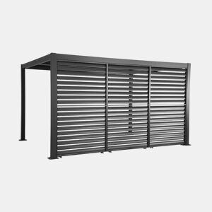 Pérgola bioclimática de alumínio e aço 3x4m + 3 persianas 1.3m Antracite - 392x292x231 cm