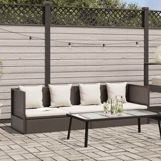vidaXL Espreguiçadeira jardim c almofadão+almofadas vime PE castanho