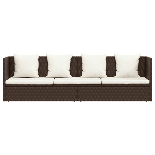 vidaXL Espreguiçadeira jardim c almofadão+almofadas vime PE castanho