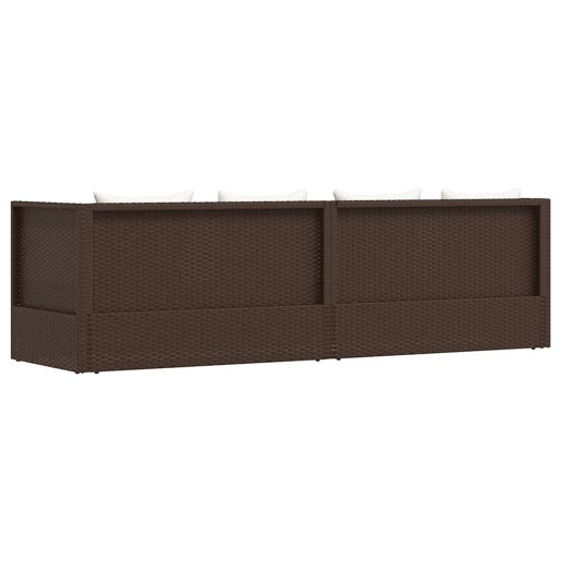 vidaXL Espreguiçadeira jardim c almofadão+almofadas vime PE castanho