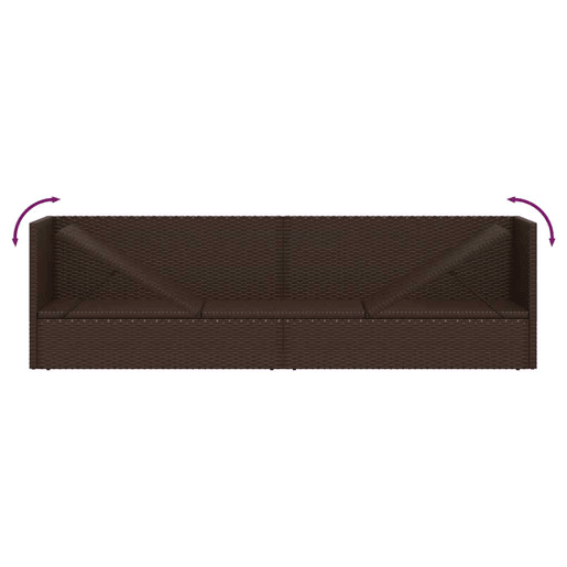 vidaXL Espreguiçadeira jardim c almofadão+almofadas vime PE castanho
