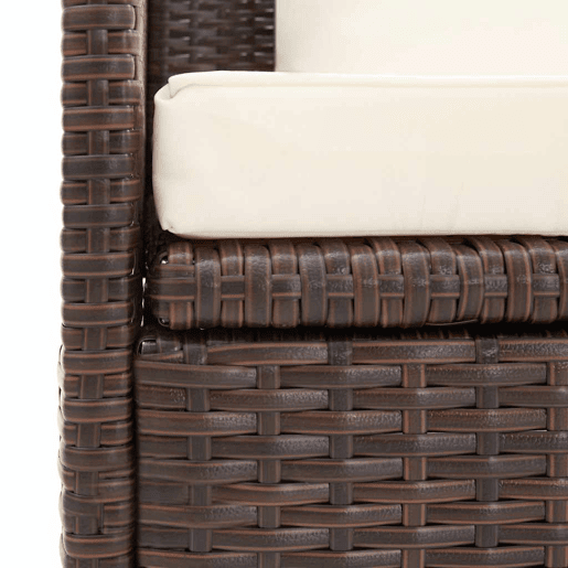 vidaXL Espreguiçadeira jardim c almofadão+almofadas vime PE castanho
