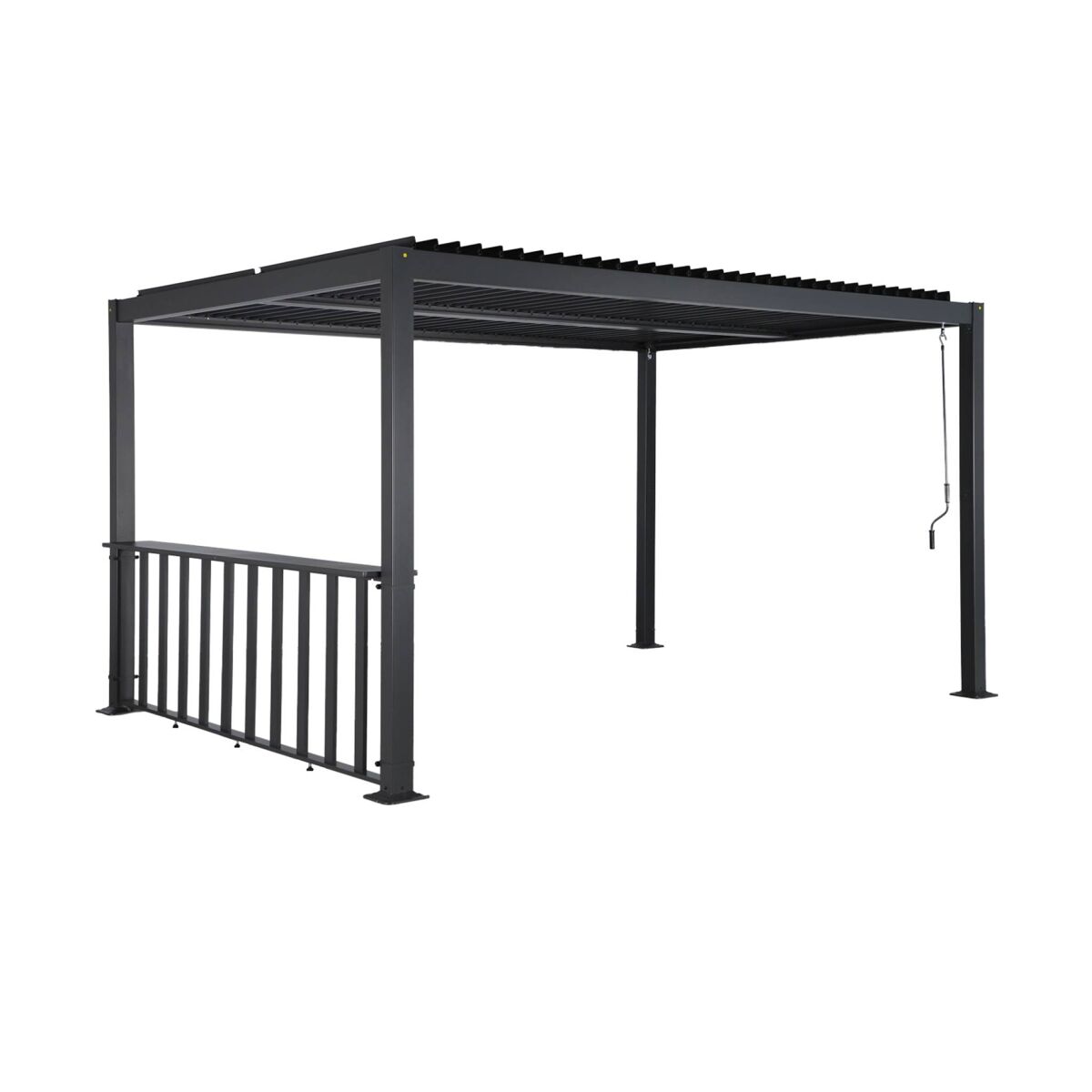 Pérgola bioclimática de aluminio y acero 3x4m + bar 3m  antracita - 392x292x232 cm