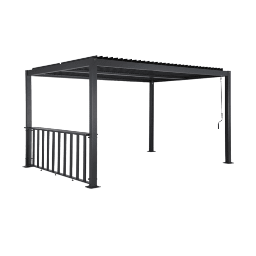 Pérgola bioclimática de alumínio e aço 3x4m + barra 3m Antracite - 392x292x232 cm