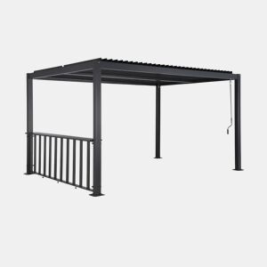 Pérgola bioclimática de alumínio e aço 3x4m + barra 3m Antracite - 392x292x232 cm