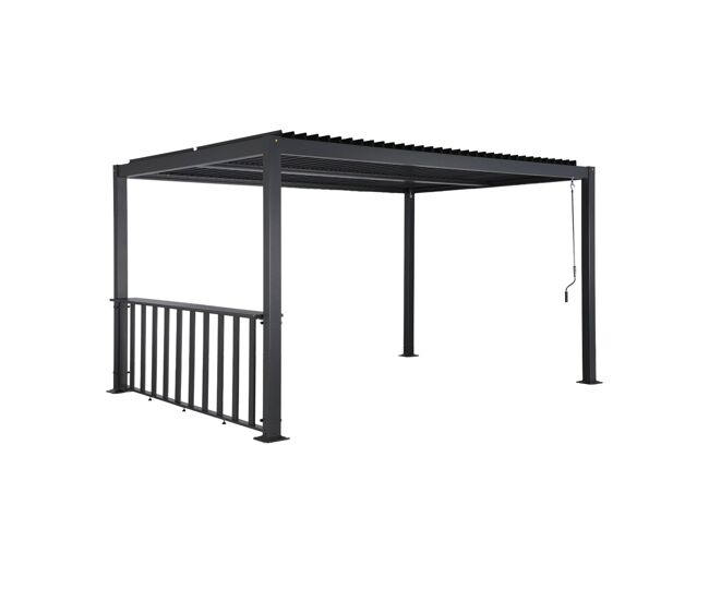 Pérgola bioclimática de aluminio y acero 3x4m + bar 3m antracita - 392x292x232 cm