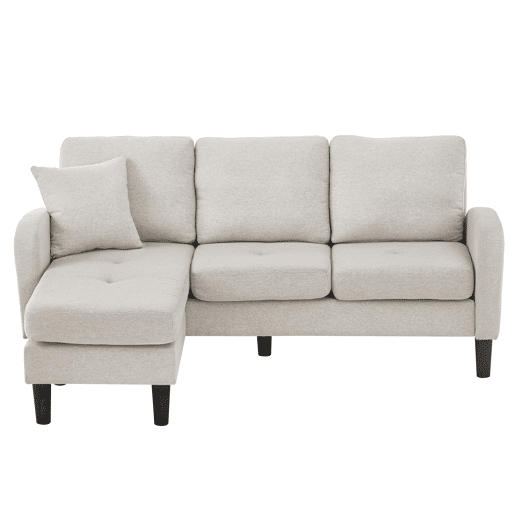Sofá de canto em L 3 lugares 166x118x77 cm - modular com chaise longue - Cinza claro