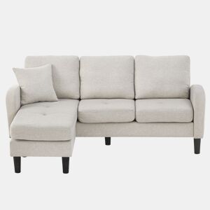 Sofá de canto em L 3 lugares 166x118x77 cm - modular com chaise longue - Cinza claro
