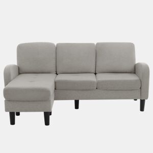 Sofá de canto em L de 3 lugares 166x118 cm - modular com chaise longue - cinzento