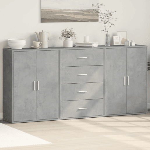 Aparadores - Bufetes - Móveis de apoio 3 pcs 60x31x84 cm derivados madeira cinzento cimento pt5323