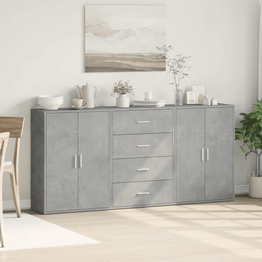 Aparadores - Bufetes - Móveis de apoio 3 pcs 60x31x84 cm derivados madeira cinzento cimento pt5323