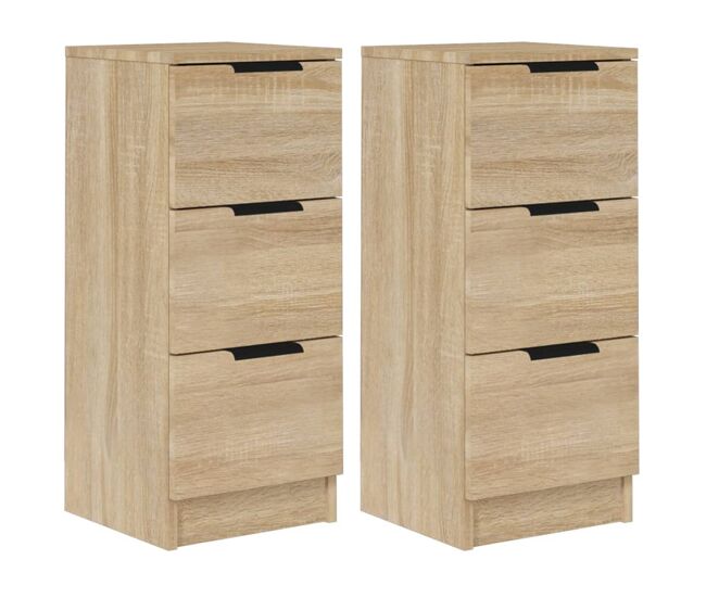 Aparador - muebles de almacenamiento 2 uds madera contrachapada roble sonoma 30x30x70 cm es5159