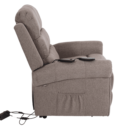 Poltrona relaxante com função reclinável função de massagem com assistência de elevação função de aquecimento tecido cinza escuro 04_0006893