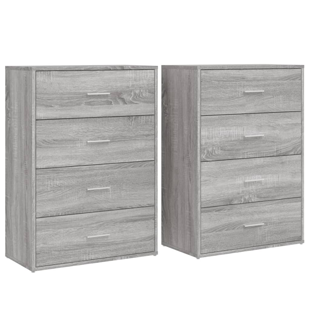 Aparador - Mueble de almacenamiento 2 uds 60 Roble/ Gris