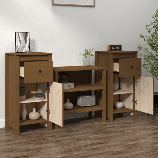 Aparadores - Bufetes - Móveis de apoio 2 pcs 40x35x80 cm pinho maciço castanho mel pt5249