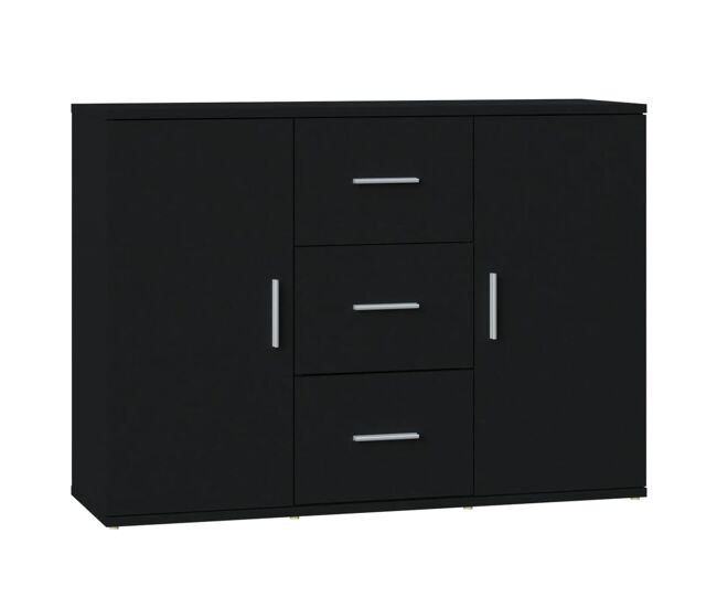 Aparador - mueble de almacenamiento de madera contrachapada negro 91x29,5x65 cm es2979