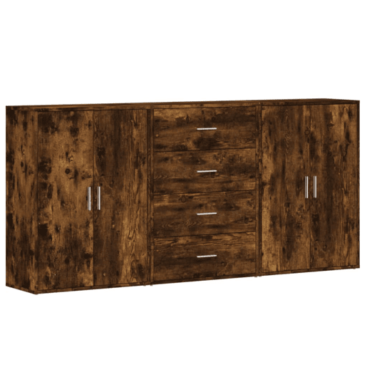 Aparadores - Bufetes - Móveis de apoio 3 pcs 60x31x84 cm derivados madeira carvalho fumado pt5325 Aparadores - Bufetes - Móveis de apoio 3 pcs 60x31x84 cm derivados madeira carvalho fumado pt5325