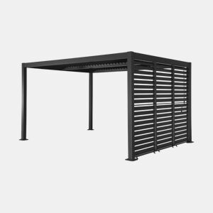 Pérgola bioclimática de alumínio e aço 3x4m + 3 persianas 100cm Antracite - 392x292x231 cm