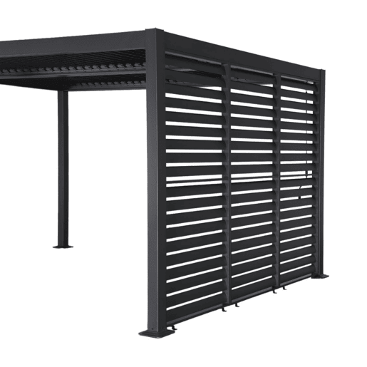 Pérgola bioclimática de alumínio e aço 3x4m + 3 persianas 100cm Antracite - 392x292x231 cm