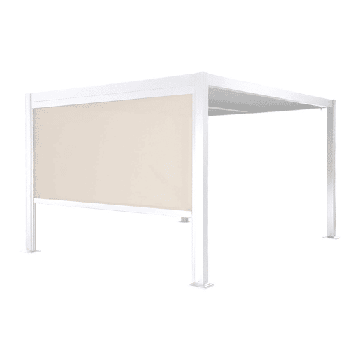 Pérgola bioclimática em alumínio 3x3m + 1 estore 3m Branco - 292x292x224 cm