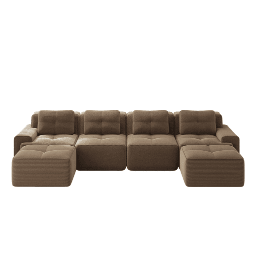 Sofá modular Boneless 4 lugares - Profundo, acolchoado, sem montagem, antiderrapante - Castanho