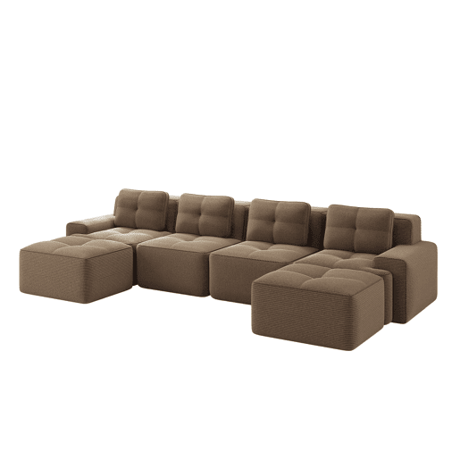 Sofá modular Boneless 4 lugares - Profundo, acolchoado, sem montagem, antiderrapante - Castanho