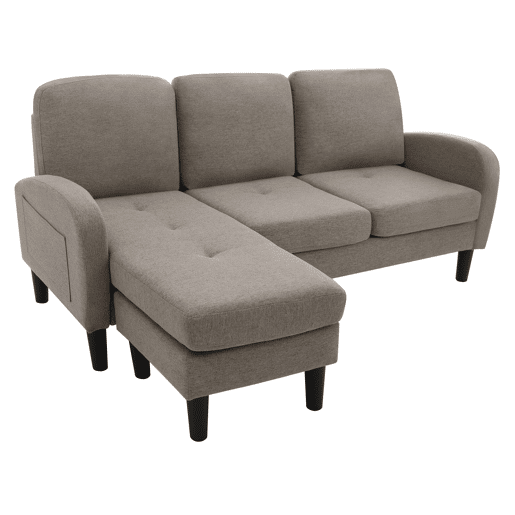 Sofá de canto em L 3 lugares 166x118x77 cm - modular algodão-linho - cinza escuro antigo