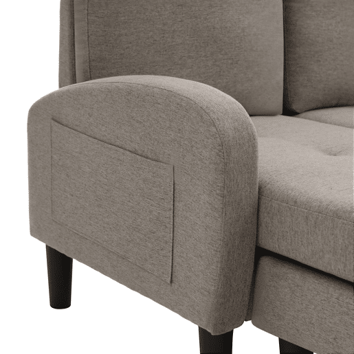 Sofá de canto em L 3 lugares 166x118x77 cm - modular algodão-linho - cinza escuro antigo